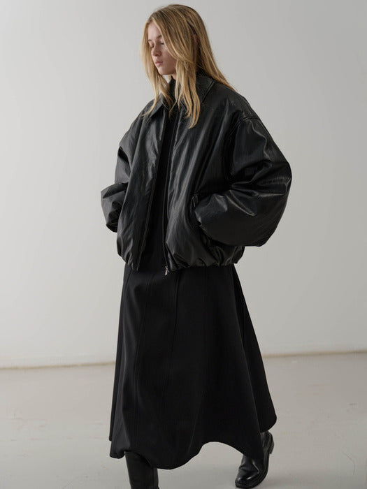 [facade pattern] Leather Bomber Jacket_Black