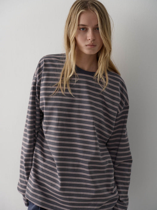 [facade pattern] Stripe Long Sleeve T-shirt_5color