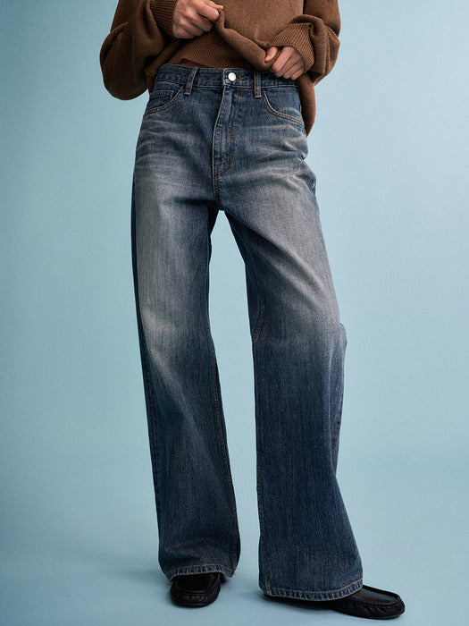 Facade Pattern Classic Straight Denim vintage washing