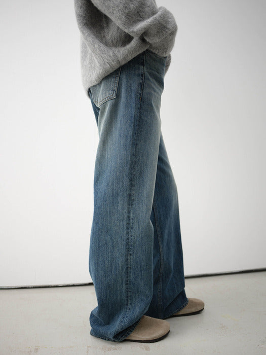 Facade Pattern Classic Straight Denim vintage washing