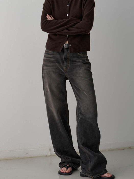 Facade Pattern Classic Straight Denim faded black