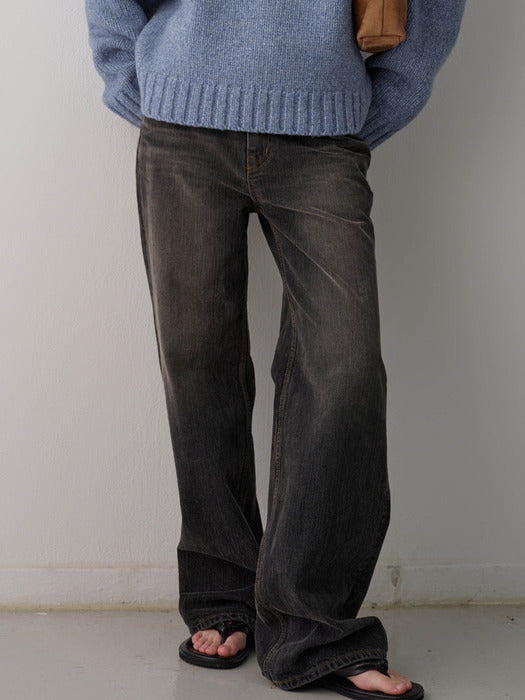 Facade Pattern Classic Straight Denim faded black