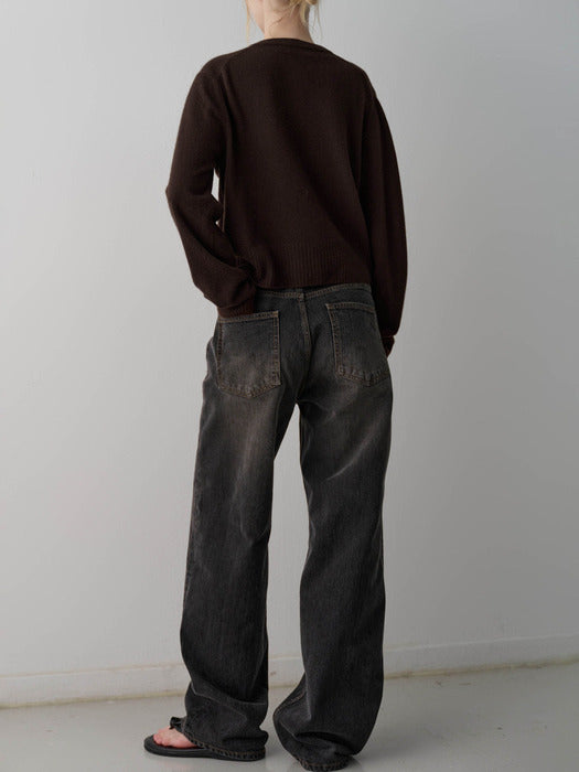 Facade Pattern Classic Straight Denim faded black