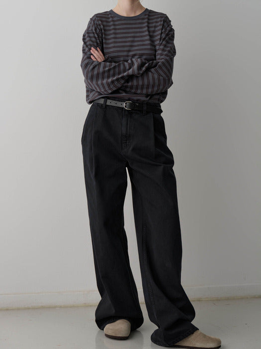 Facade Pattern Classic One-Tuck Denim vintage black