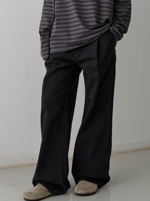 Facade Pattern Classic One-Tuck Denim vintage black