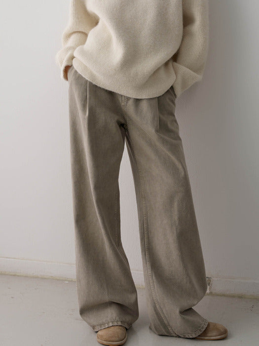 Facade Pattern Classic One-Tuck Denim khaki beige