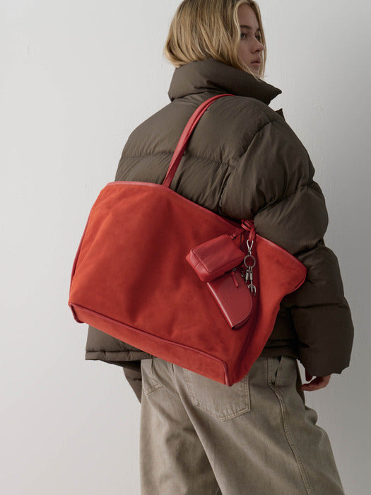 facade pattern Breeze Shopper Suede Bag_scarlet - View 2