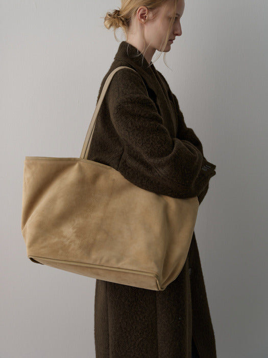 Facade Pattern Breeze Shopper Suede Bag sand