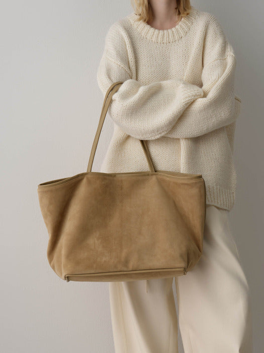 Facade Pattern Breeze Shopper Suede Bag sand