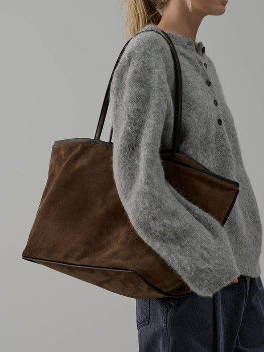 Facade Pattern Breeze Shopper Suede Bag chocolate