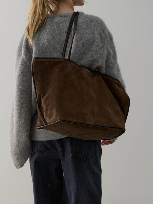 Facade Pattern Breeze Shopper Suede Bag chocolate