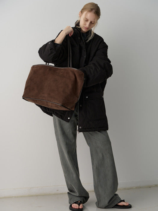 Facade Pattern Breeze Shopper Suede Bag chocolate