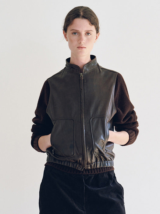[nothing written] Heritage Leather Vest (Dark Mocha)