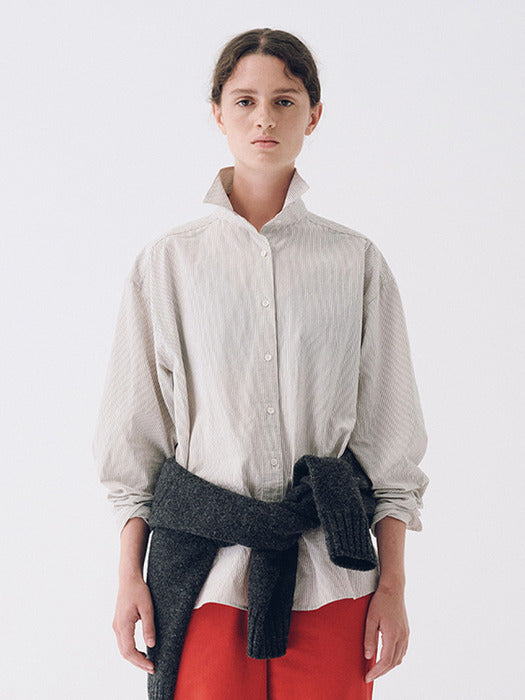 Nothing Written Metis Cotton Shirt (Ivory Stripe)