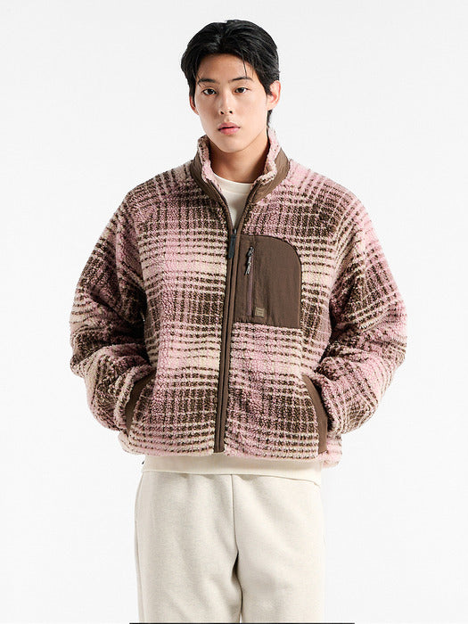 [fila] Checked Fleece Jacket_FS254PL01X002_260