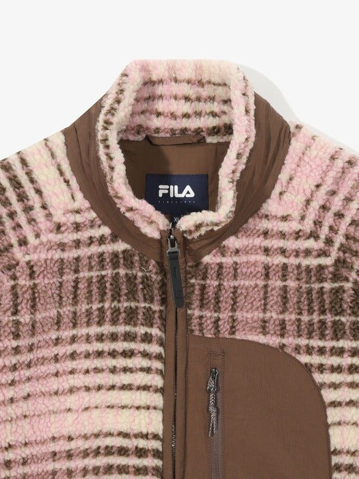 [fila] Checked Fleece Jacket_FS254PL01X002_260