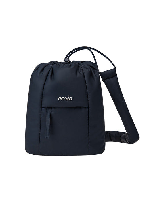 [emis] PADDED ZIP POCKET SLING BAG-NAVY