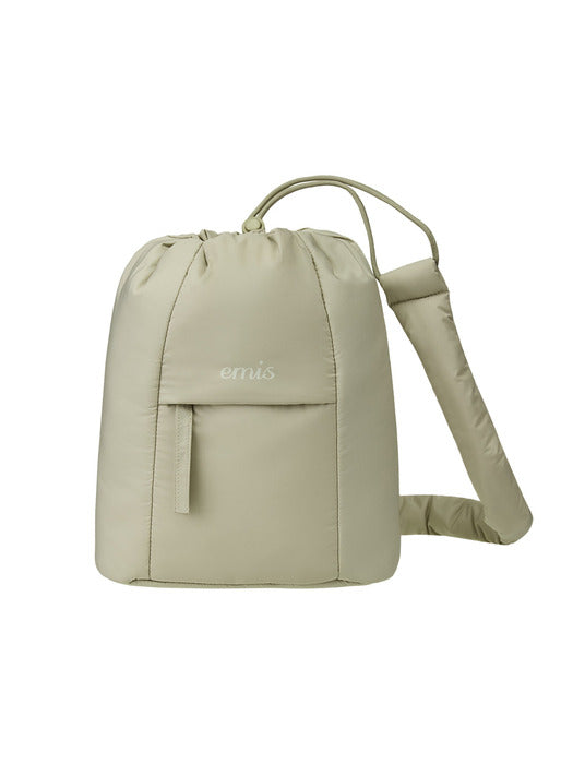 [emis] PADDED ZIP POCKET SLING BAG-BEIGE