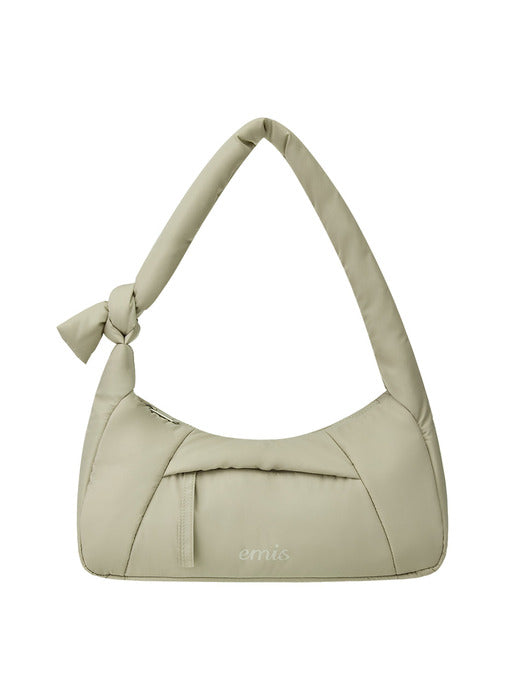 Emis Padded Zip Pocket Shoulder Bag-Beige