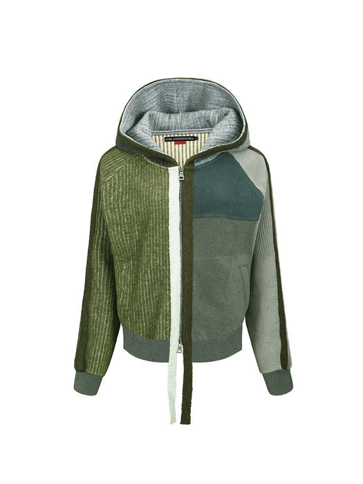 [andersson bell] COLOR BLOCKED KNIT HOODIE ZIP UP atb1364w(GREEN)