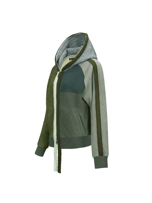 [andersson bell] COLOR BLOCKED KNIT HOODIE ZIP UP atb1364w(GREEN)