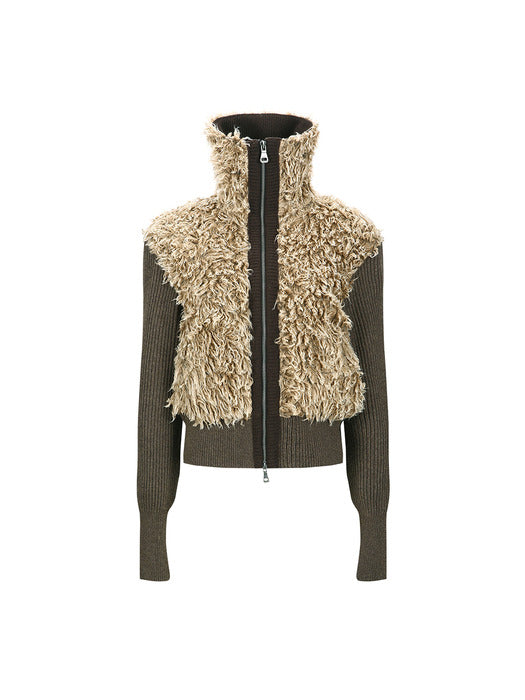 [andersson bell] FUR COMBO KNIT TOP atb1392w(BEIGE)