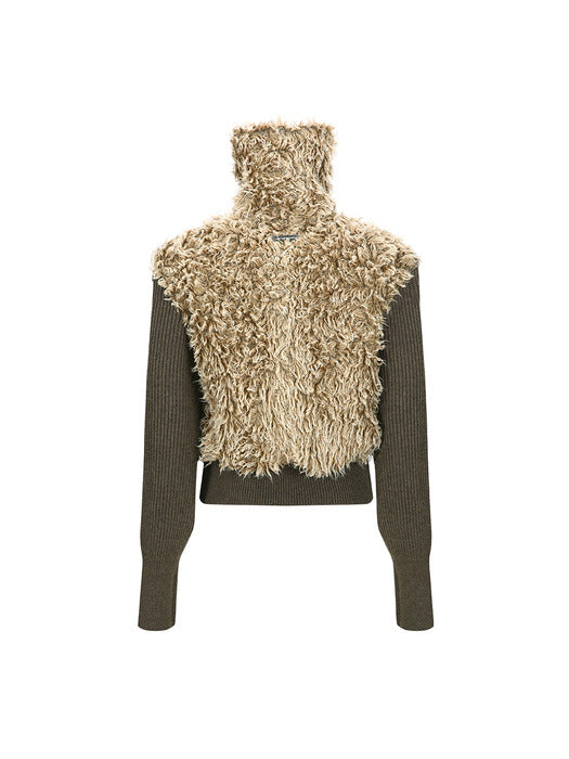 [andersson bell] FUR COMBO KNIT TOP atb1392w(BEIGE)