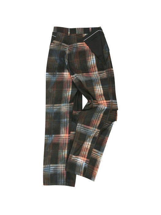 [andersson bell] BURN-OUT CHECK CUT-OUT WRAP PANTS apa840m(MULTI)