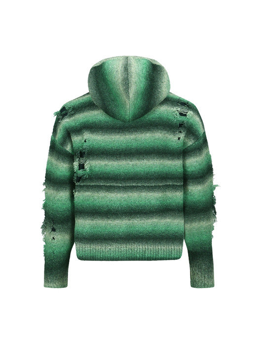[andersson bell] UNISEX GRADIENT DISTRESSED HOODIE atb1391u(GREEN)