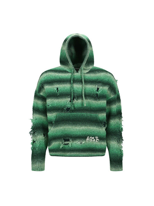 [andersson bell] UNISEX GRADIENT DISTRESSED HOODIE atb1391u(GREEN)