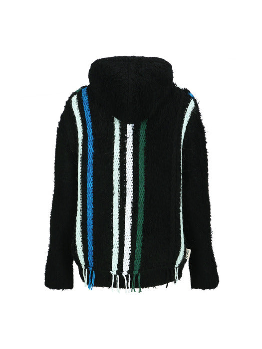 [andersson bell] UNISEX REVERSE STRIPE KNIT HOODIE atb1389u(BLACK)