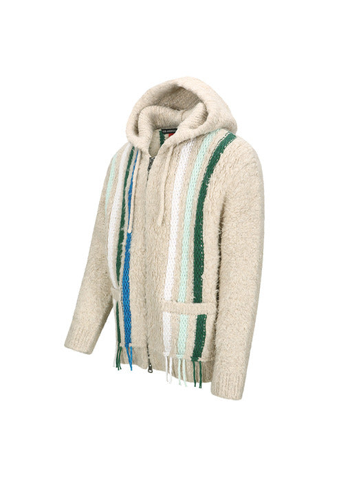 [andersson bell] UNISEX REVERSE STRIPE KNIT HOODIE atb1351u(ECRU)