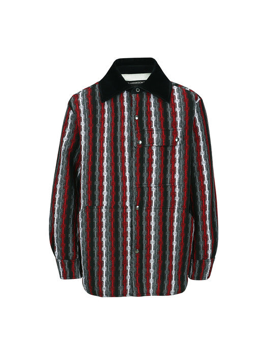 [andersson bell] KNITTED STRIPE SHIRT atb1375m(RED)
