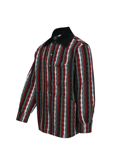[andersson bell] KNITTED STRIPE SHIRT atb1375m(RED)