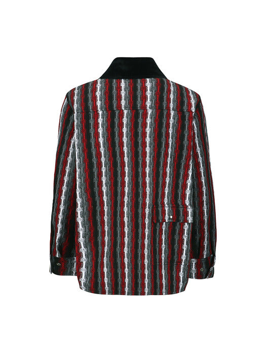 [andersson bell] KNITTED STRIPE SHIRT atb1375m(RED)