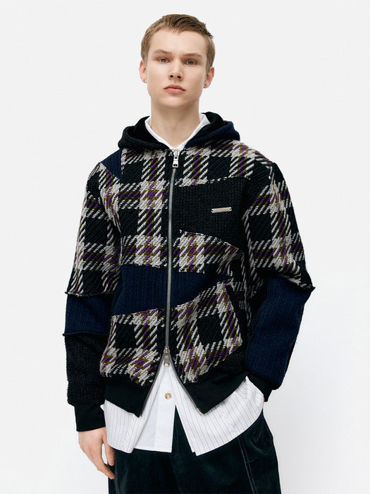[andersson bell] UNISEX PATCHWORK HOOD ZIP-UP atb1343u(MULTI)