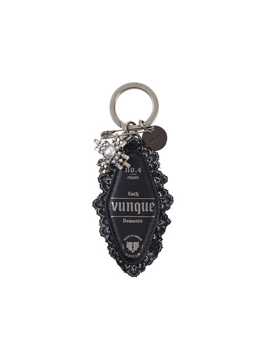 [vunque] Goth Lace Leather Charm (Black)