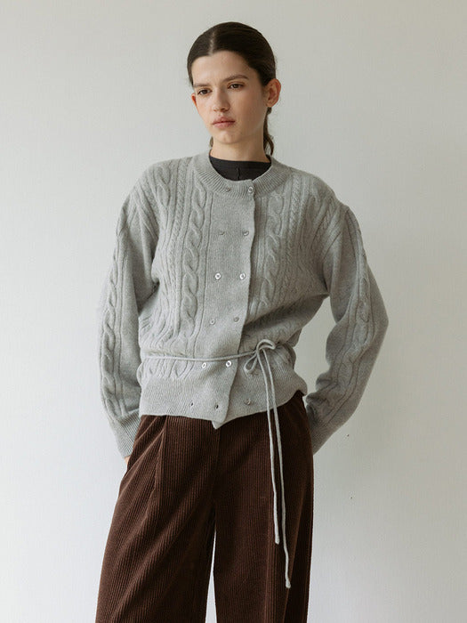 Loeuvre Double Cable Wool Cardigan