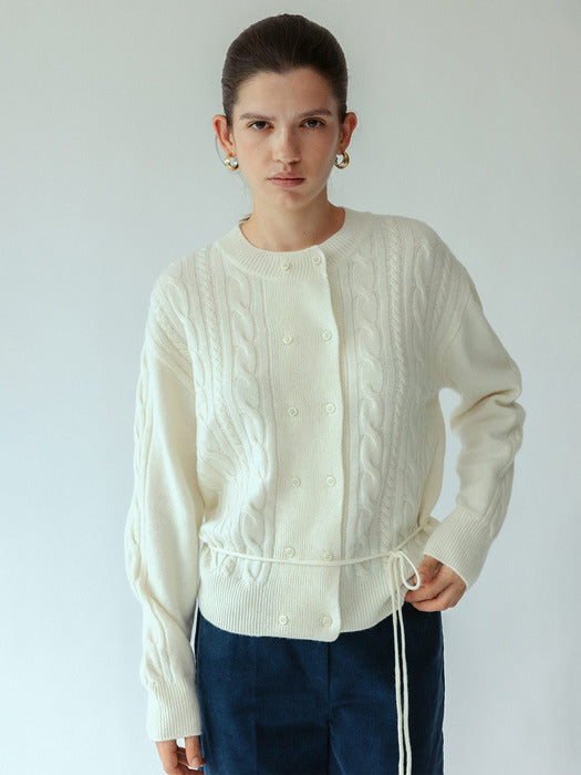 Loeuvre Double Cable Wool Cardigan