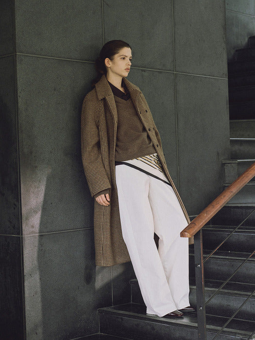 Loeuvre Round-Shoulder Vintage-check Mac Coat