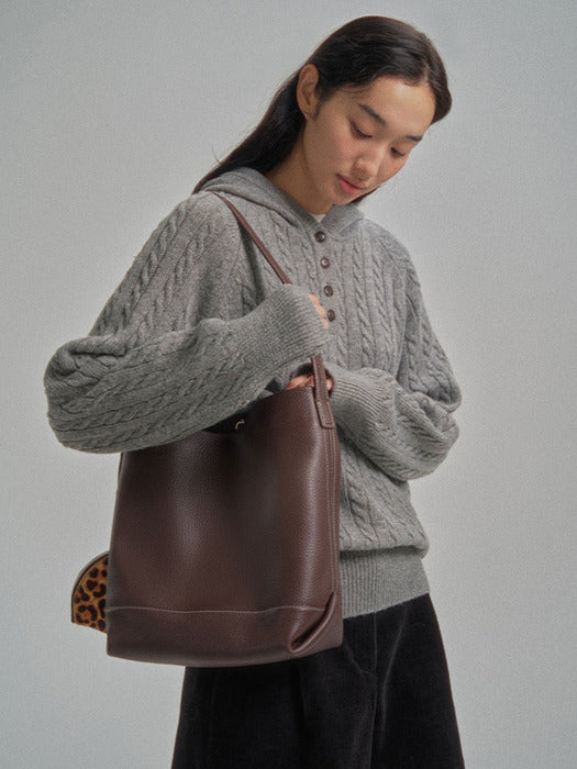 Mango Maniplease Alita Leather Bag Choco Brown