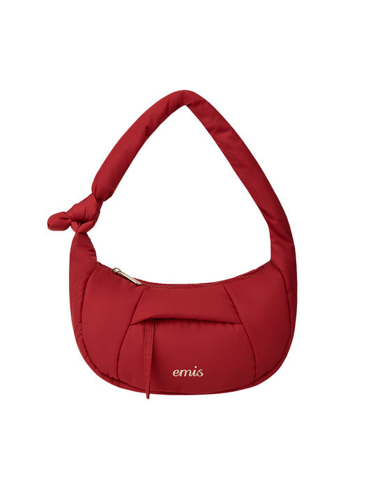 [emis] PADDED ZIP POCKET HOBO BAG-RED