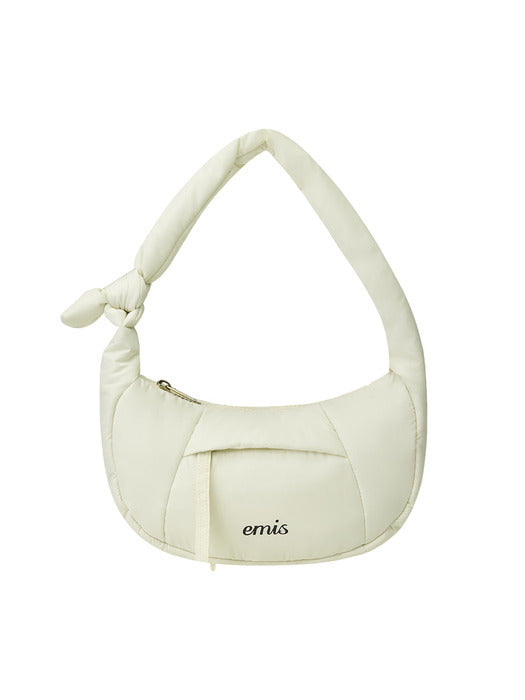 Emis Padded Zip Pocket Hobo Bag-Ivory