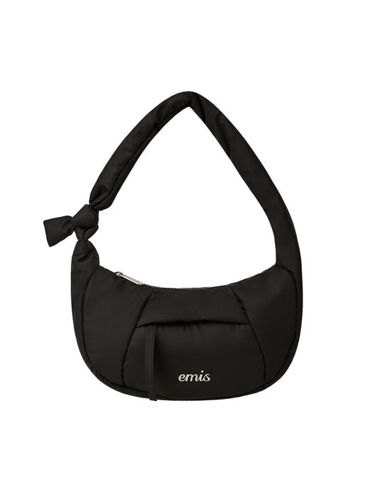 [emis] PADDED ZIP POCKET HOBO BAG-BLACK