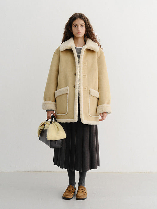 Dunst Unisex Reversible Shearling Jacket Light Beige