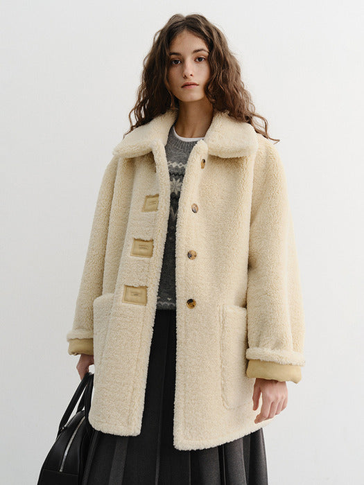 Dunst Unisex Reversible Shearling Jacket Light Beige