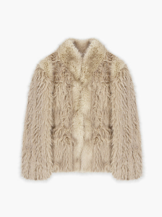 [MARGESHERWOOD] FLARE HALF FUR JACKET_beige