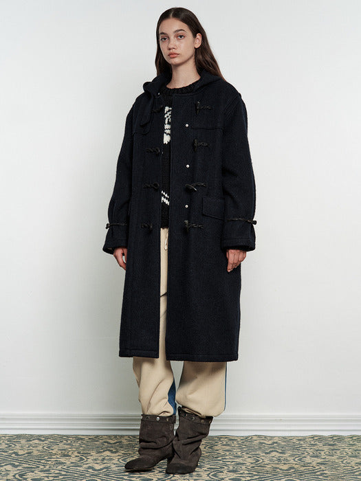 Margesherwood Alpaca Wool Duffle Coat navy