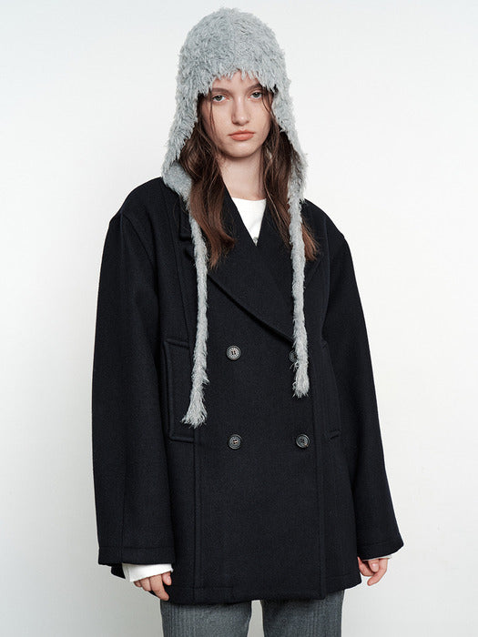 Margesherwood Oversized Cashmere Pea Coat navy