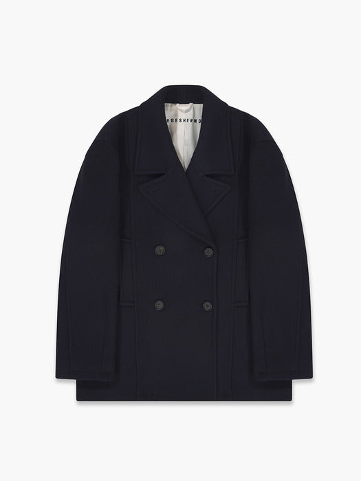 Margesherwood Oversized Cashmere Pea Coat navy